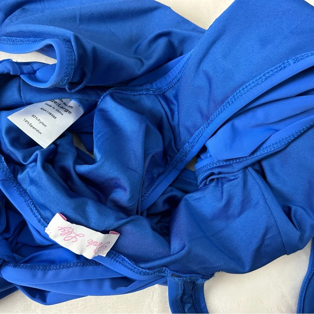 Pink Lily‎ Blue 1PC Swimsuit Large